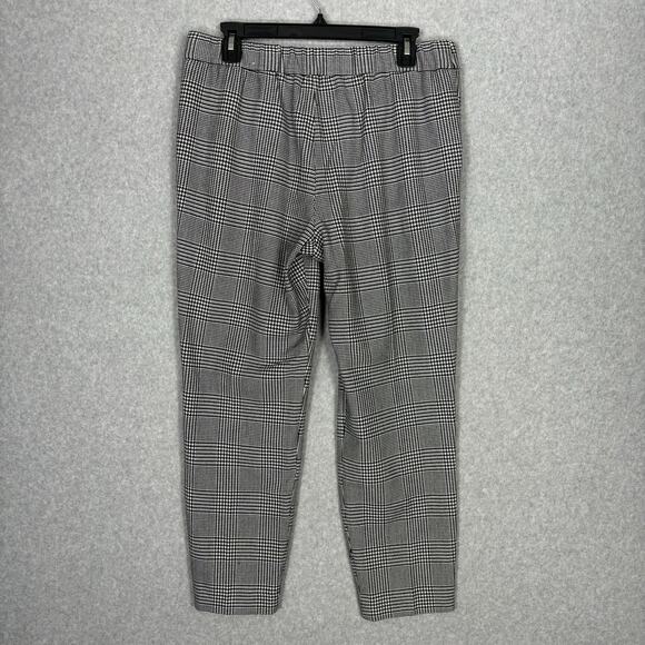 Express Pants Women Medium Black White Houndstooth Plaid Pleated Trouser Ankle - Picture 9 of 11
